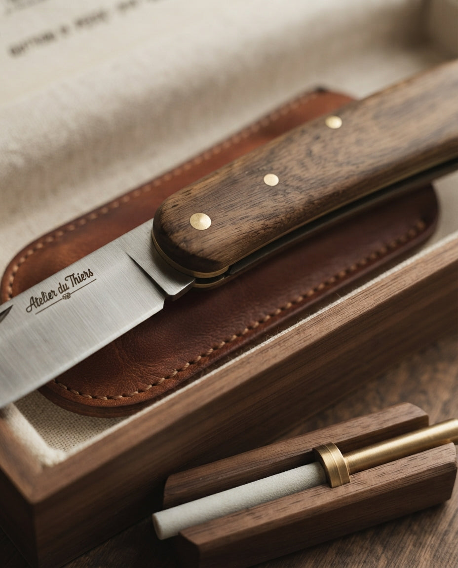 Coffret Couteau de Poche, Étui & Aiguiseur