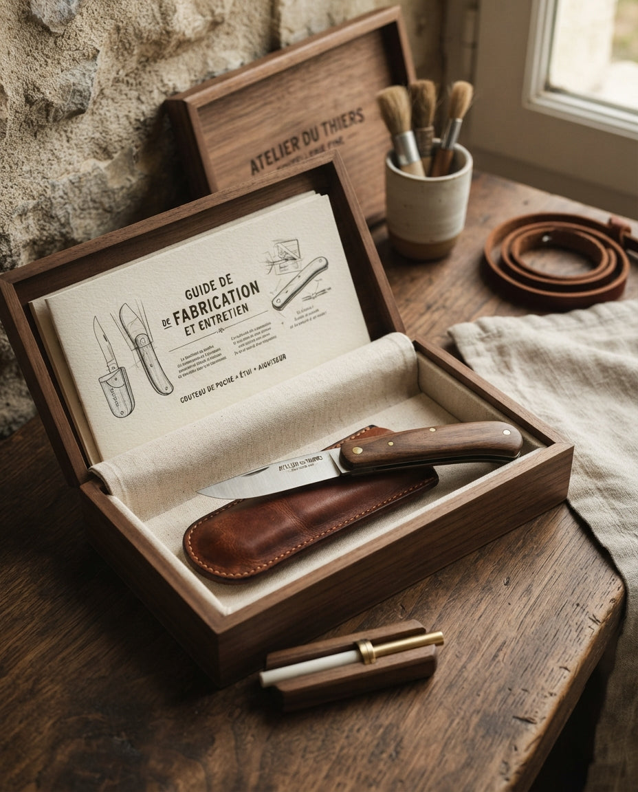Coffret Couteau de Poche, Étui & Aiguiseur