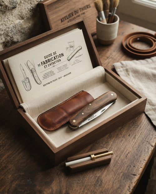 Coffret Couteau de Poche, Étui & Aiguiseur
