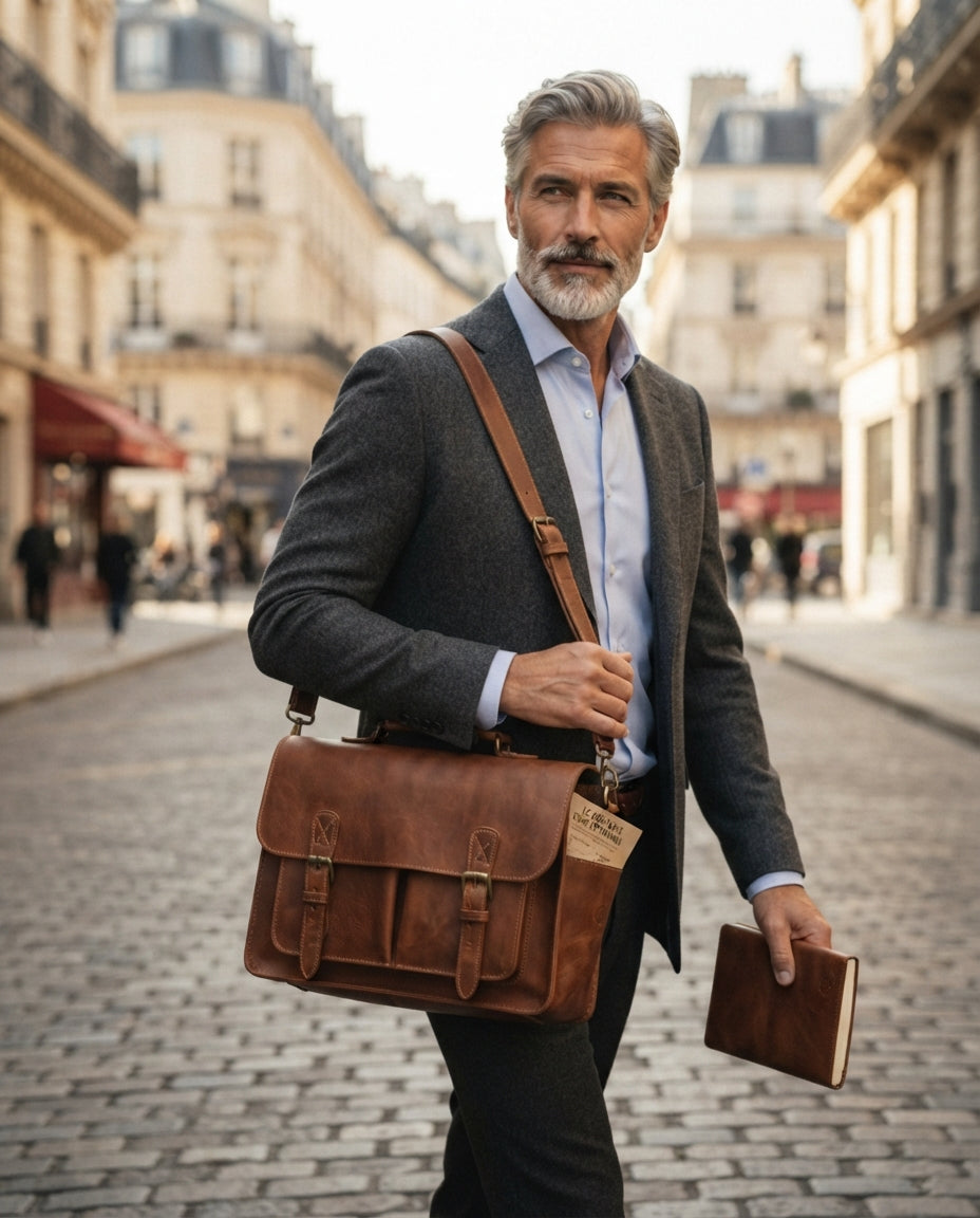 Coffret Sacoche & Carnet en Cuir
